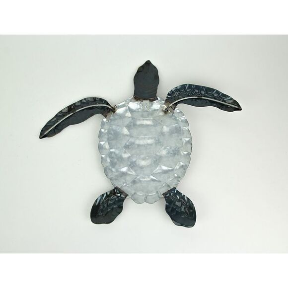 Set of 2 Blue Galvanized Metal Sea Turtle Wall Art Hanging Sculpture Home Decor - Picture 3 of 3
